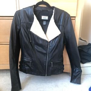 Neiman Marcus Sherpa collar leather jacket